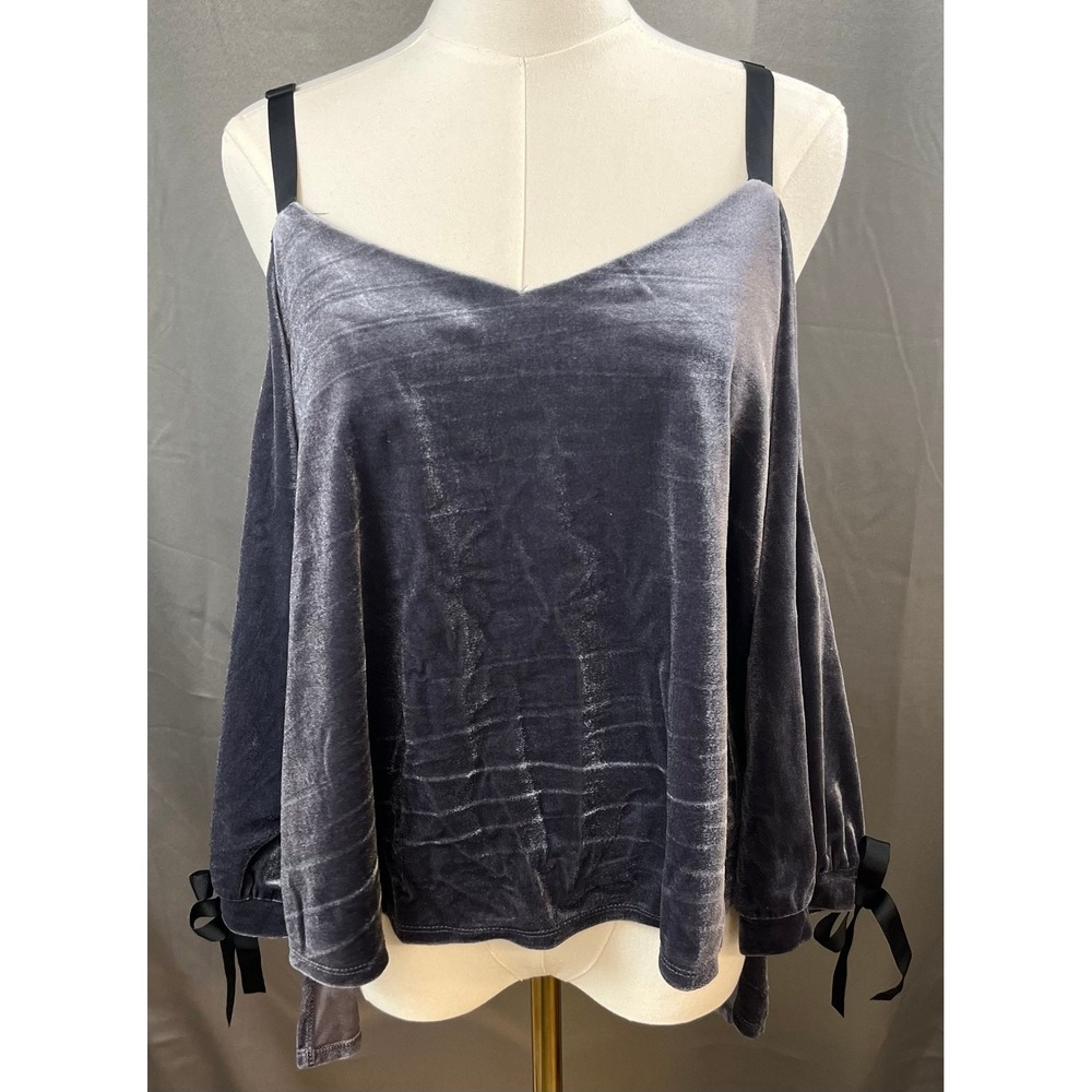 Romeo & Juliet Couture Purple Velvet Fairygrunge Balletcore Bow Crop Top Large